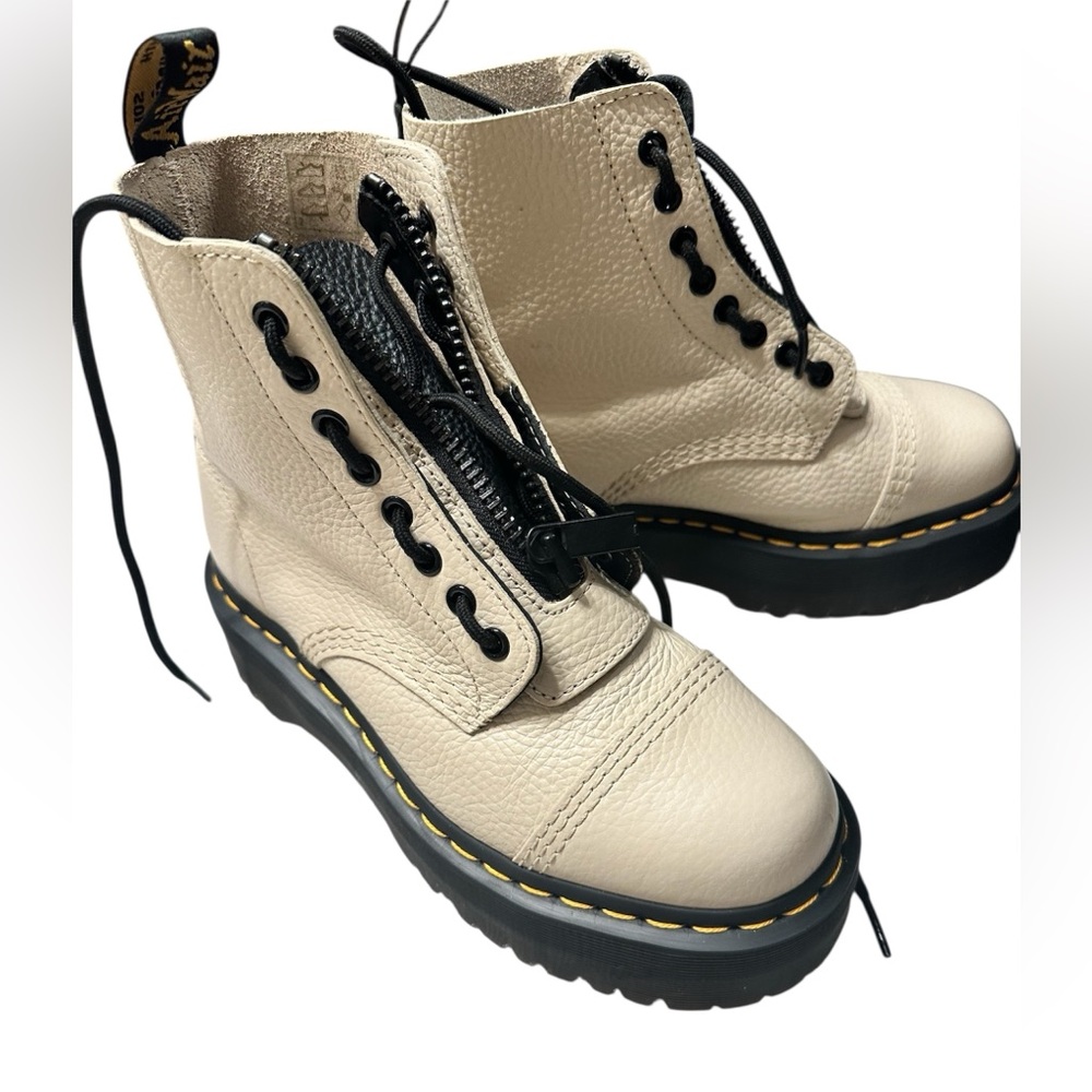 Dr. Martens Cream Moto Boots Size 8